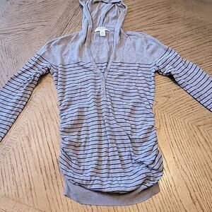 Motherhood maternity XS stripe hooded gray top